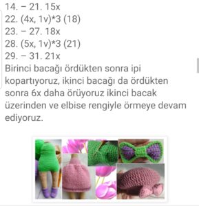 Amigurumi yabancı pattern tariflerde ki türkçe kısaltmaların anlamları