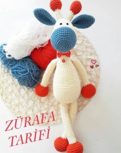 Amigurumi örgü oyuncak beyaz zürafa modelinin tarifi 