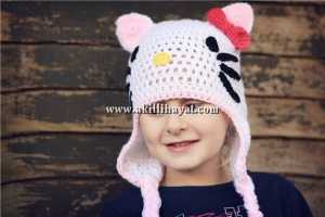 hello kitty kulaklı çocuk beresi modeli