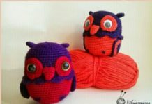 Amigurumi tekniği ile örülmüş örgü baykuş modeli yapılışı anlatımlı